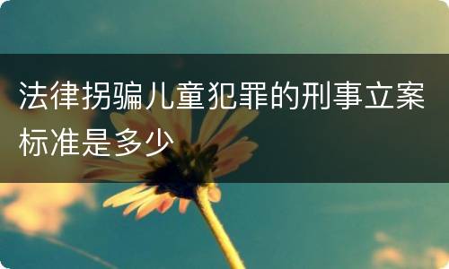 法律拐骗儿童犯罪的刑事立案标准是多少