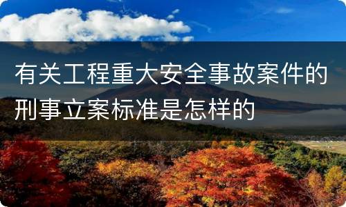 有关工程重大安全事故案件的刑事立案标准是怎样的