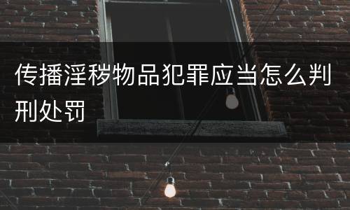 传播淫秽物品犯罪应当怎么判刑处罚