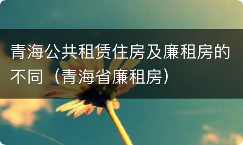 青海公共租赁住房及廉租房的不同（青海省廉租房）