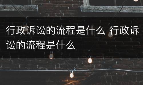 行政诉讼的流程是什么 行政诉讼的流程是什么