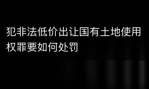 犯非法低价出让国有土地使用权罪要如何处罚