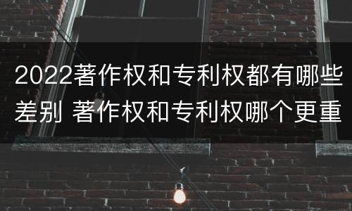2022著作权和专利权都有哪些差别 著作权和专利权哪个更重要