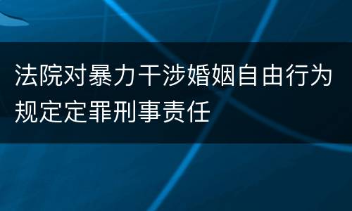 法院对暴力干涉婚姻自由行为规定定罪刑事责任