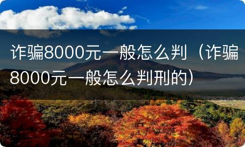 诈骗8000元一般怎么判（诈骗8000元一般怎么判刑的）