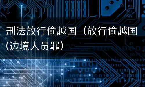 刑法放行偷越国（放行偷越国(边境人员罪）
