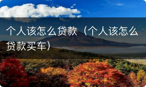 个人该怎么贷款（个人该怎么贷款买车）
