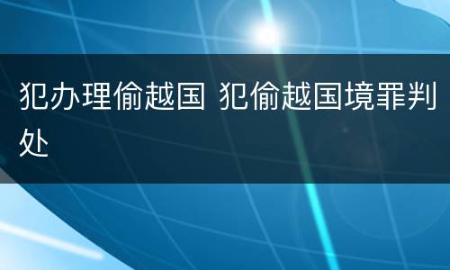 犯办理偷越国 犯偷越国境罪判处