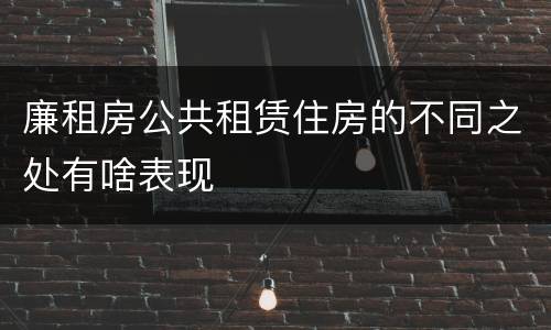 廉租房公共租赁住房的不同之处有啥表现