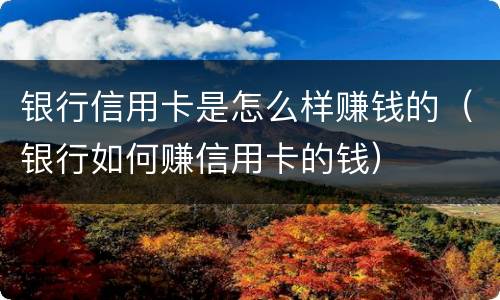 银行信用卡是怎么样赚钱的（银行如何赚信用卡的钱）