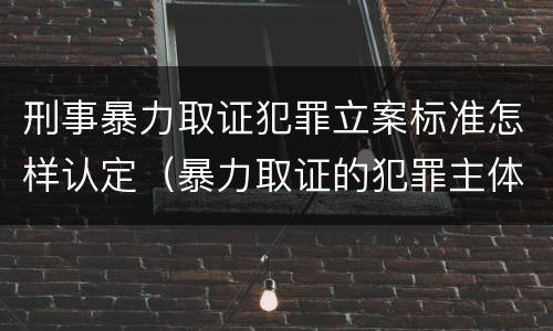 刑事暴力取证犯罪立案标准怎样认定（暴力取证的犯罪主体）