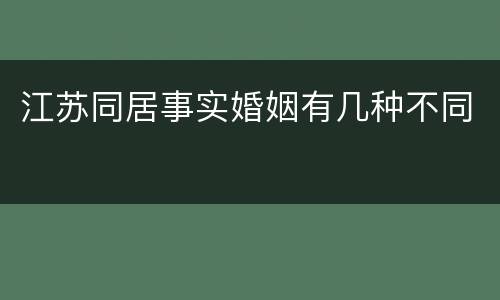 江苏同居事实婚姻有几种不同