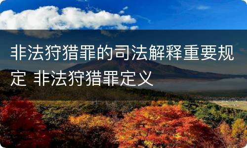 非法狩猎罪的司法解释重要规定 非法狩猎罪定义