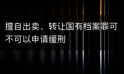 擅自出卖、转让国有档案罪可不可以申请缓刑