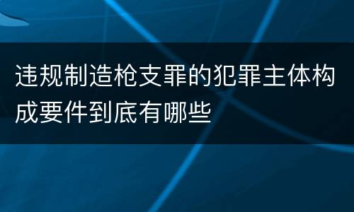 违规制造枪支罪的犯罪主体构成要件到底有哪些