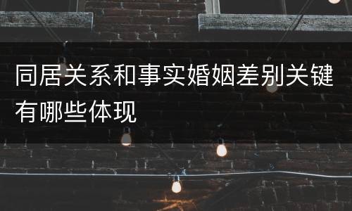 同居关系和事实婚姻差别关键有哪些体现