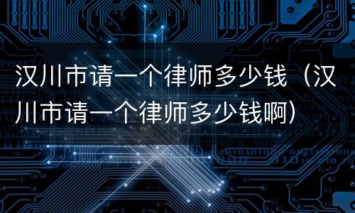 汉川市请一个律师多少钱（汉川市请一个律师多少钱啊）