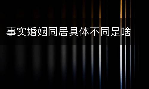 事实婚姻同居具体不同是啥