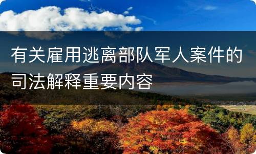 有关雇用逃离部队军人案件的司法解释重要内容