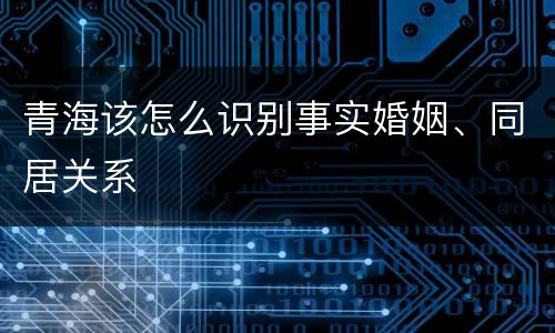 青海该怎么识别事实婚姻、同居关系