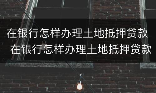 在银行怎样办理土地抵押贷款 在银行怎样办理土地抵押贷款流程