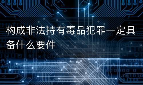 构成非法持有毒品犯罪一定具备什么要件