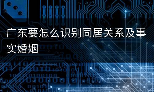 广东要怎么识别同居关系及事实婚姻