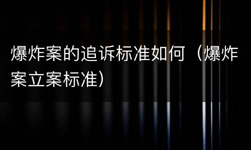 爆炸案的追诉标准如何（爆炸案立案标准）