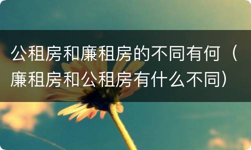 公租房和廉租房的不同有何（廉租房和公租房有什么不同）