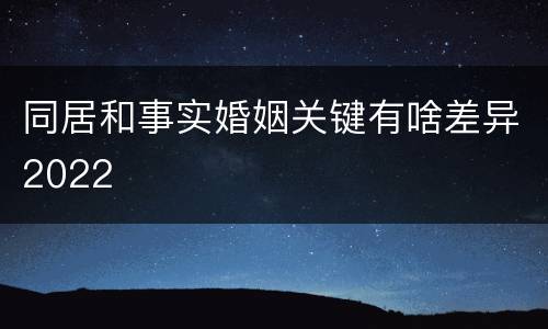 同居和事实婚姻关键有啥差异2022