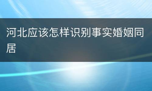 河北应该怎样识别事实婚姻同居