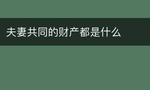夫妻共同的财产都是什么