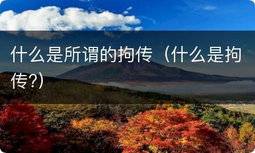 什么是所谓的拘传（什么是拘传?）