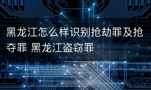 黑龙江怎么样识别抢劫罪及抢夺罪 黑龙江盗窃罪