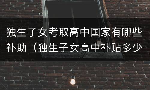 独生子女考取高中国家有哪些补助（独生子女高中补贴多少）