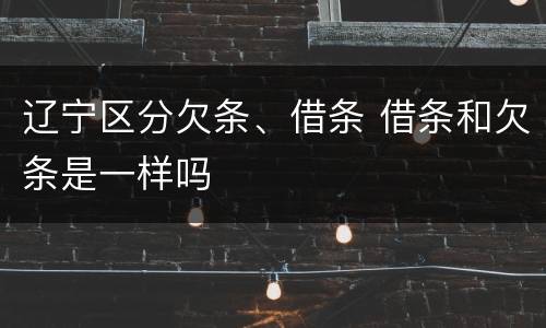辽宁区分欠条、借条 借条和欠条是一样吗