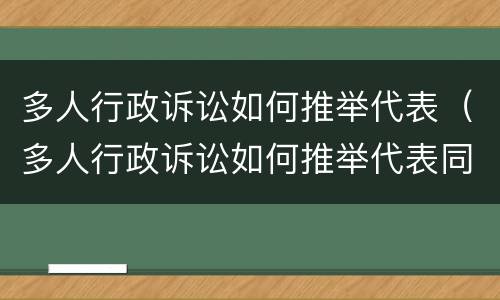 多人行政诉讼如何推举代表（多人行政诉讼如何推举代表同意）