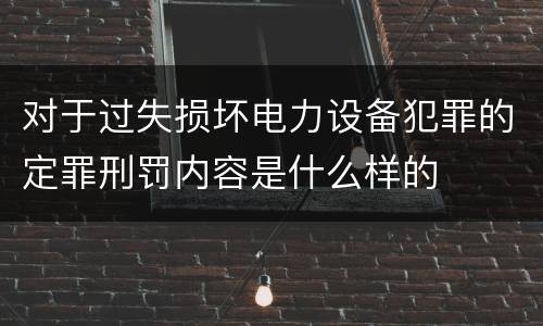 对于过失损坏电力设备犯罪的定罪刑罚内容是什么样的