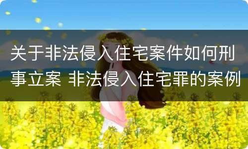 关于非法侵入住宅案件如何刑事立案 非法侵入住宅罪的案例分析