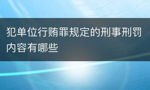 犯单位行贿罪规定的刑事刑罚内容有哪些