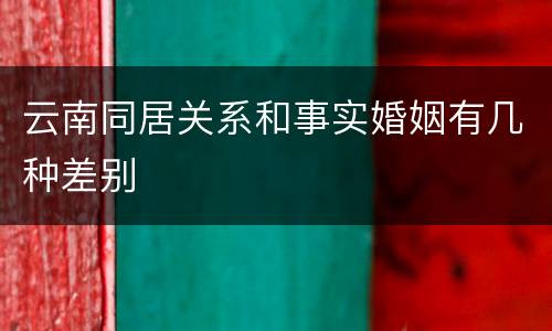 云南同居关系和事实婚姻有几种差别