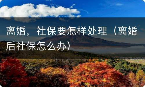 离婚，社保要怎样处理（离婚后社保怎么办）