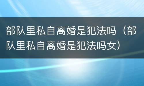 部队里私自离婚是犯法吗（部队里私自离婚是犯法吗女）