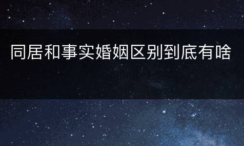 同居和事实婚姻区别到底有啥