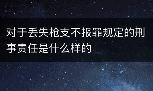 对于丢失枪支不报罪规定的刑事责任是什么样的