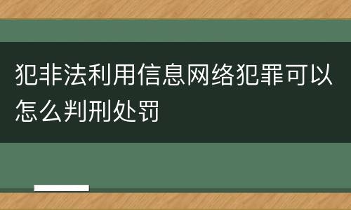 犯非法利用信息网络犯罪可以怎么判刑处罚