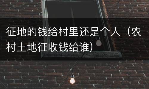 征地的钱给村里还是个人（农村土地征收钱给谁）