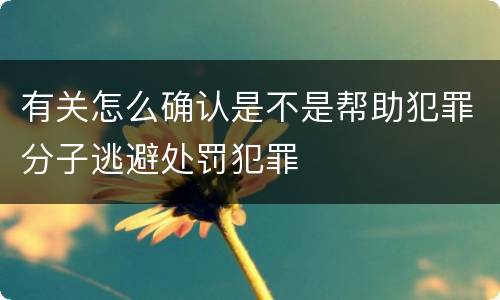 有关怎么确认是不是帮助犯罪分子逃避处罚犯罪