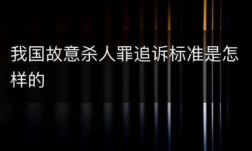 我国故意杀人罪追诉标准是怎样的