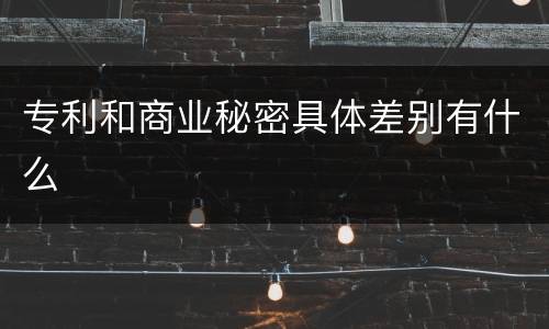 专利和商业秘密具体差别有什么